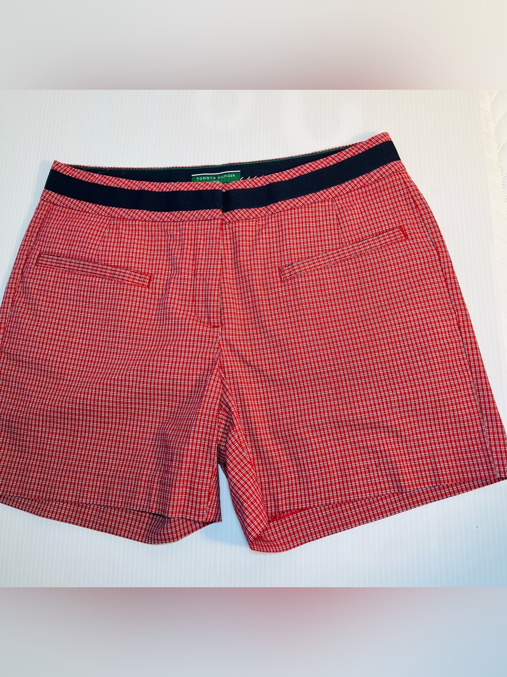 Tommy Hilfiger Golf Red White and Blue Plaid Women's Shorts Size 8